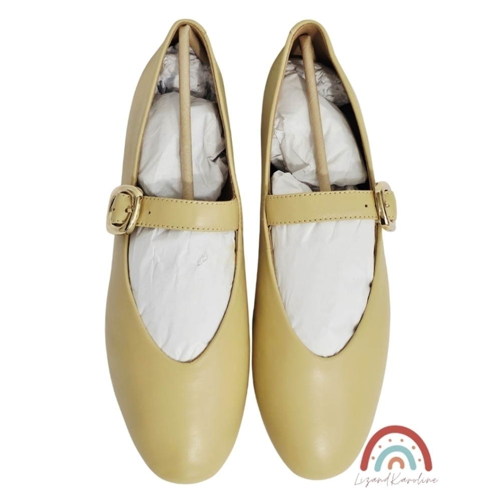 New! Madewell The Remy Mary Jane Leather Ballet Flats in Yellow Clay - Picture 7 of 14
